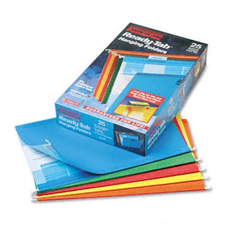 Pendaflex Pendaflex 42593 Ready-Tab Hanging File Folders- 1/5 Tab- Kraft- Legal- Assorted Colors- 25/Box 42593
